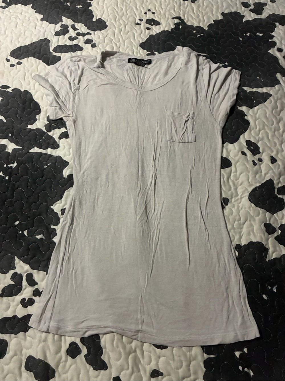 American Dream Light Gray Scoop Neck Pocket Tee